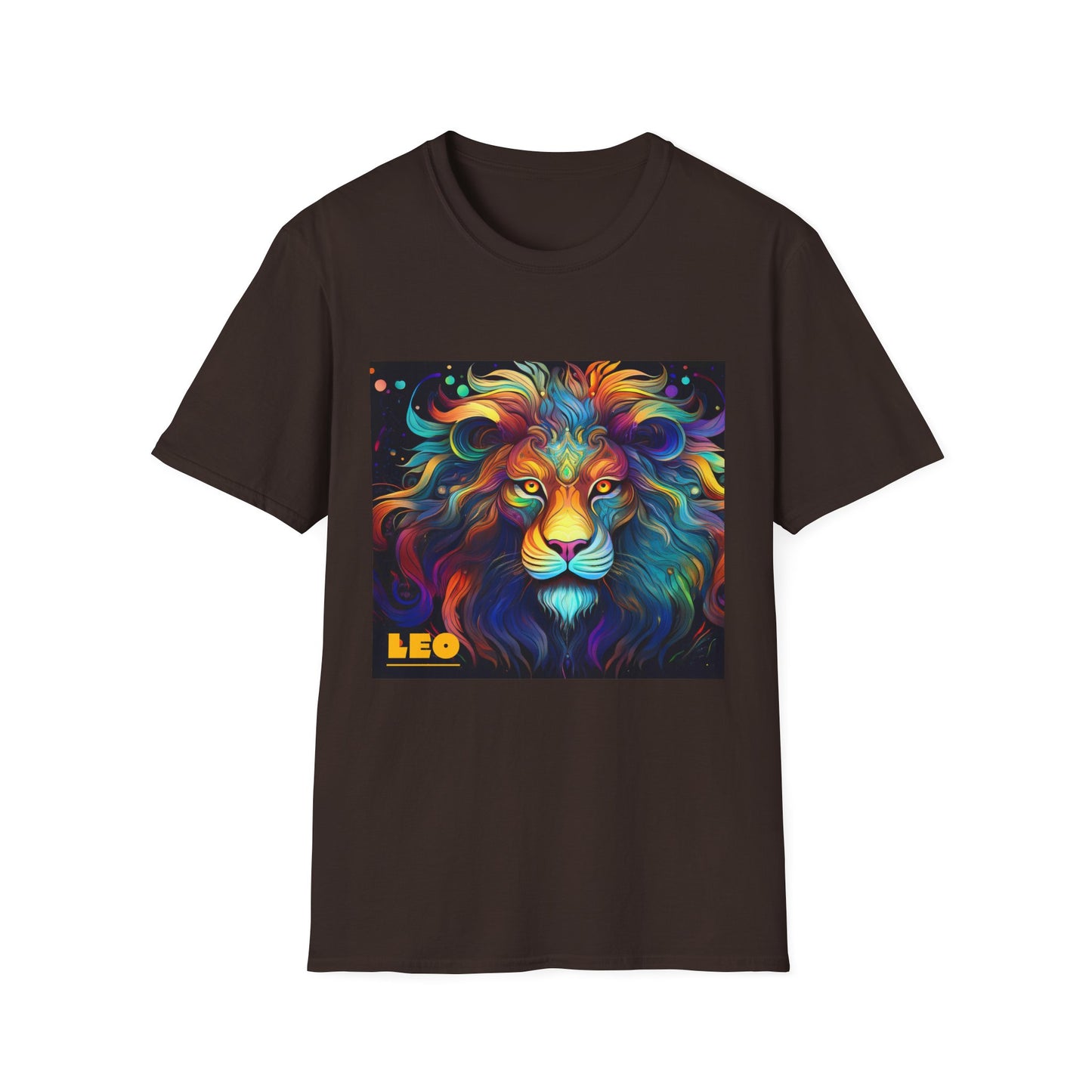 Colorful Leo Unisex Softstyle T-Shirt, Lion Graphic Tee for Animal Lovers, Astrology Shirt, Bold Art Wear, Gift for Leo Zodiac Fans