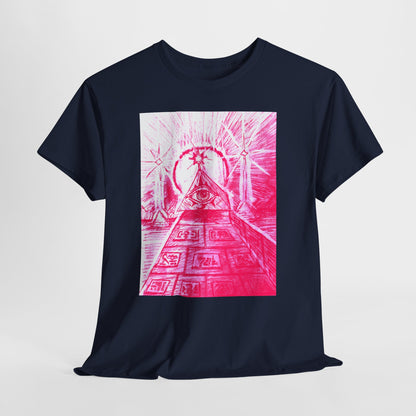 Pink Pyramid Eye Vibrant Artistic Unisex Heavy Cotton Tee | Creative Graphic Tee for Art Lovers, Casual Wear, Gifts, Festival Apparel, Statement Shirt