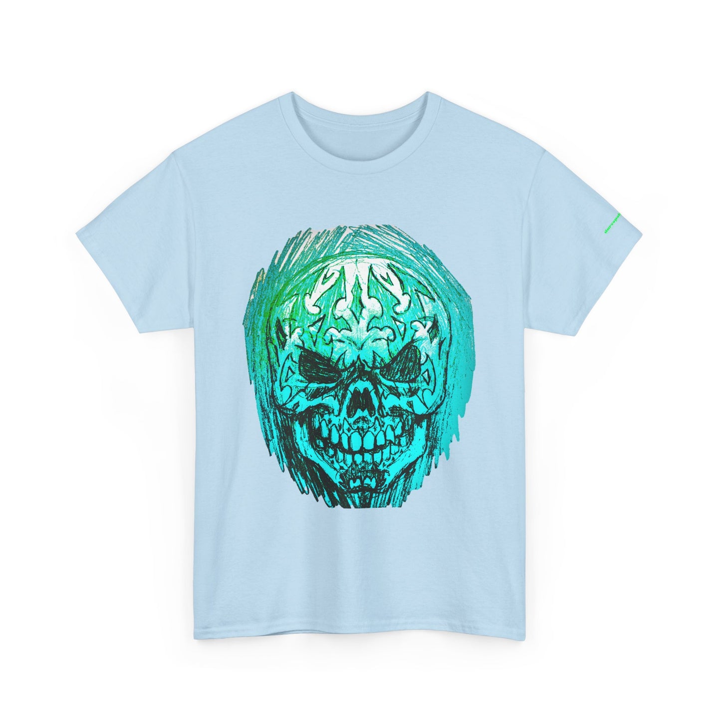 Vibrant Green Skull Graphic Tee - Unisex Heavy Cotton
