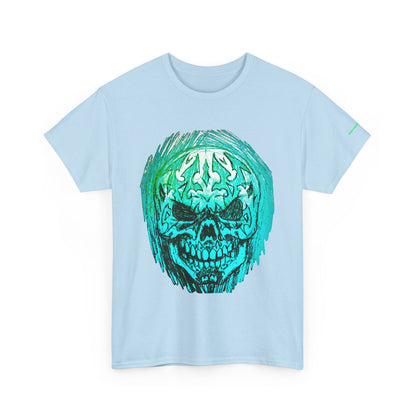 Vibrant Green Skull Graphic Tee - Unisex Heavy Cotton