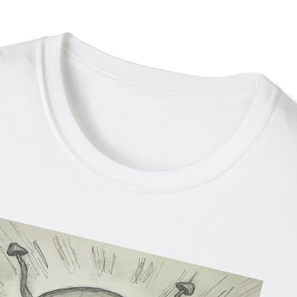 Alien Sketch B & W Unisex Softstyle T-Shirt, Casual Graphic Tee, Sci-Fi Lover Apparel, Unique Gift for UFO Enthusiasts, Everyday Wear