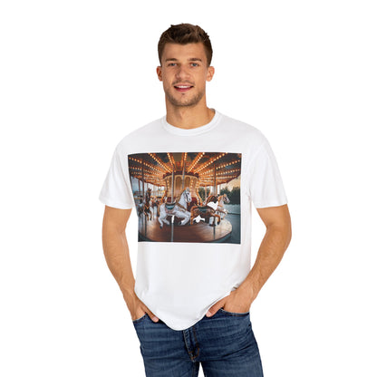 Vintage Full Carousel Horse Design Garment-Dyed T-shirt