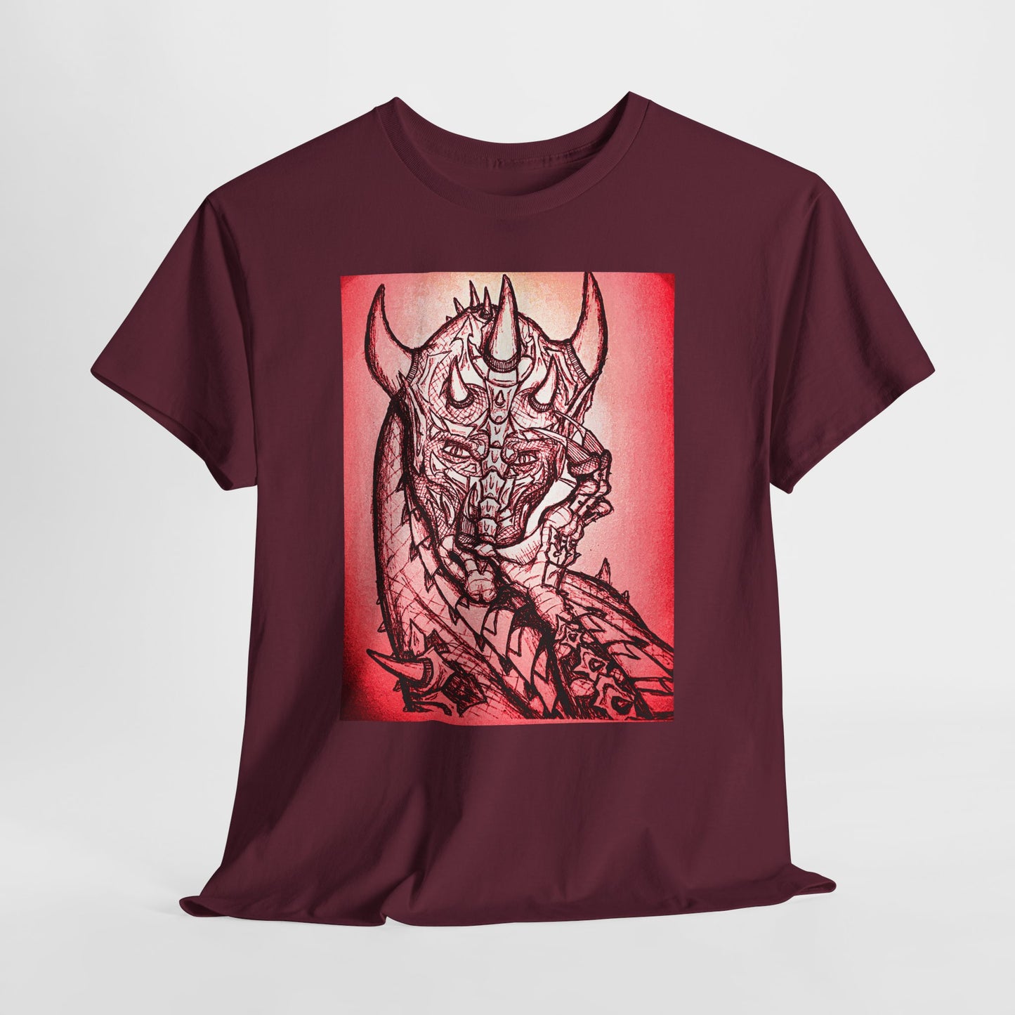 Bold Graphic Tee with Gothic Dragon Design, Unisex Cotton Shirt, Unique Art Tee, Oversized Casual Top, Gift for Art Lovers