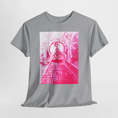 Pink Pyramid Eye Vibrant Artistic Unisex Heavy Cotton Tee | Creative Graphic Tee for Art Lovers, Casual Wear, Gifts, Festival Apparel, Statement Shirt