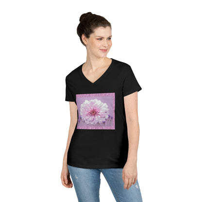 Floral V-Neck Tee — 'Sophie's Saturday' Pink Blossom Graphic