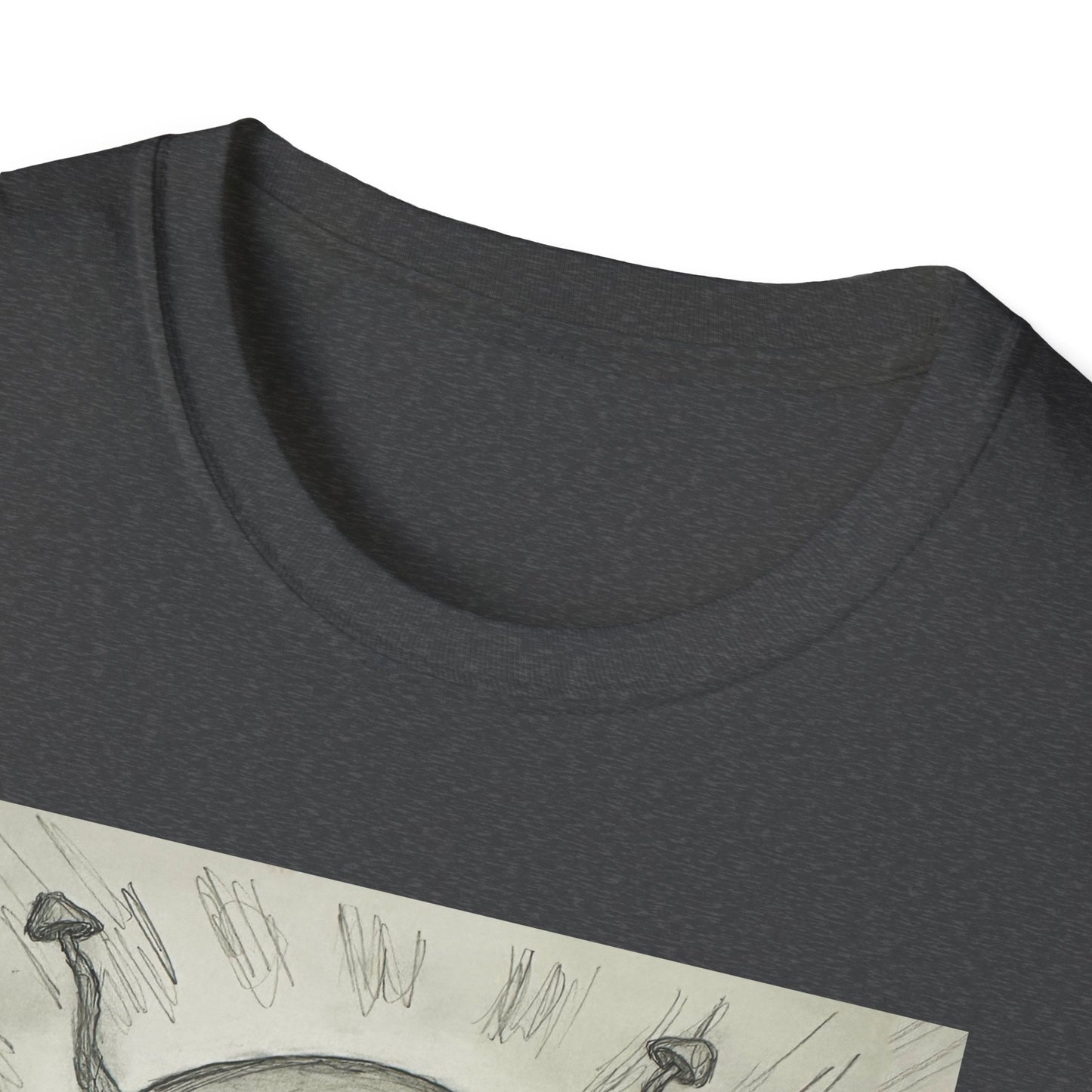 Alien Sketch B & W Unisex Softstyle T-Shirt, Casual Graphic Tee, Sci-Fi Lover Apparel, Unique Gift for UFO Enthusiasts, Everyday Wear