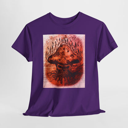 Mushroom Flame T‑Shirt — Psychedelic Burning Mushroom Graphic Tee