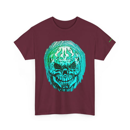 Vibrant Green Skull Graphic Tee - Unisex Heavy Cotton