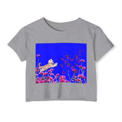 KITTY PLAYS WITH BUTTERFLIES Festival Crop Top