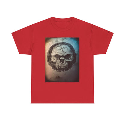 Skull Tee - Feathered Skull Hazy Border Design