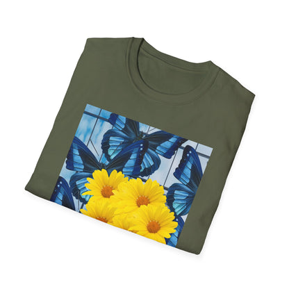 Sunny Blooms Unisex Softstyle T-Shirt, Floral Graphic Tee, Gift for Her, Summer Vibes, Casual Wear, Nature Lover Gift