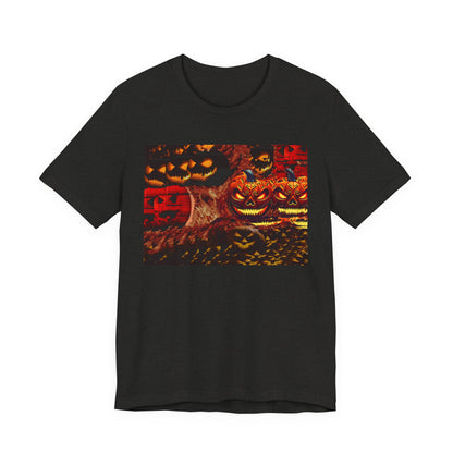 Halloween Distorted Pumpkin Graphic Tee, Unisex T-Shirt for Autumn, Spooky Season Top, Halloween Costume Idea, Men's & Women's Casual Wear