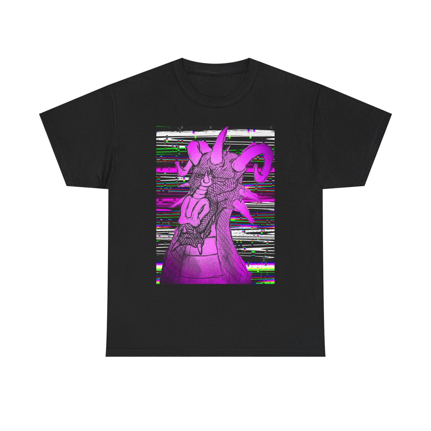 Vaporwave Dragon T-Shirt — Glitch Art Neon Purple Dragon Tee