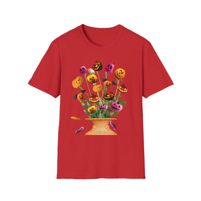 Halloween Pumpkin Bouquet T-Shirt, Cute Fall Tee, Unisex Graphic Shirt, Ideal for Halloween Parties, Seasonal Gift Idea
