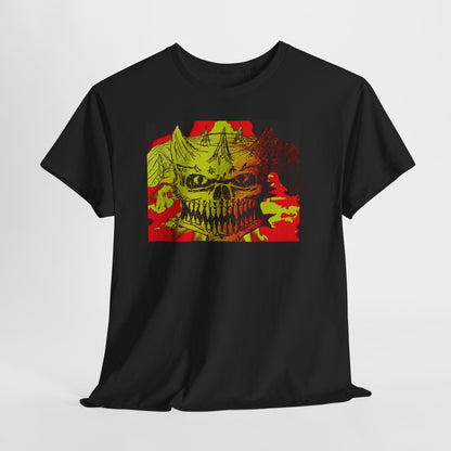 Skull Flame Graphic Tee — Neon Horror Skull T-Shirt