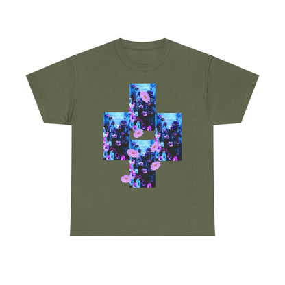Floral Blue Cross T-Shirt — Vintage Indie Floral Graphic Tee