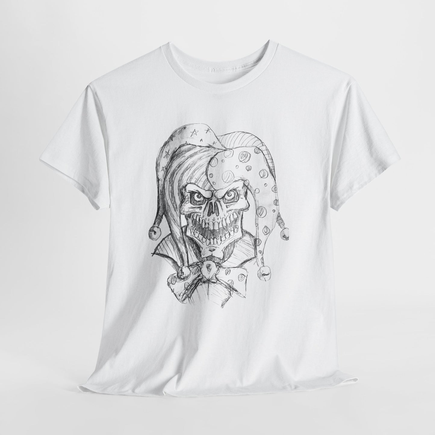 Skull Jester Sketch T-Shirt — Gothic Horror Skull Joker Tee