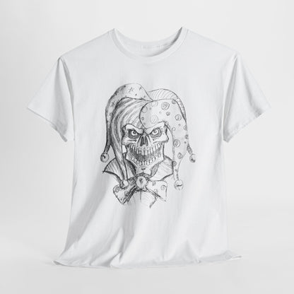 Skull Jester Sketch T-Shirt — Gothic Horror Skull Joker Tee