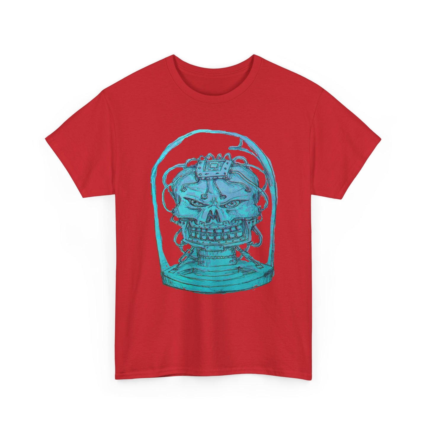 Vibrant Turquoise skull original design Unisex Heavy Cotton Tee