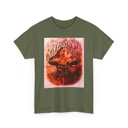 Mushroom Flame T‑Shirt — Psychedelic Burning Mushroom Graphic Tee