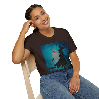 Magical Witch Art T-Shirt, Halloween Tee, Witchy Apparel, Gift for Her, Cute Graphic Shirt, Soft Unisex T-Shirt