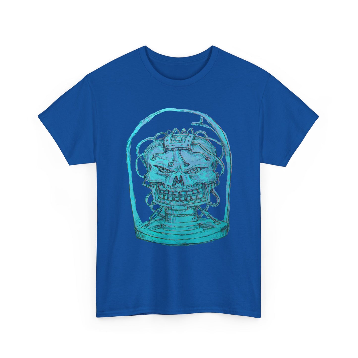 Vibrant Turquoise skull original design Unisex Heavy Cotton Tee