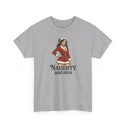 Unisex naughty and nice heavy weight Cotton Tee