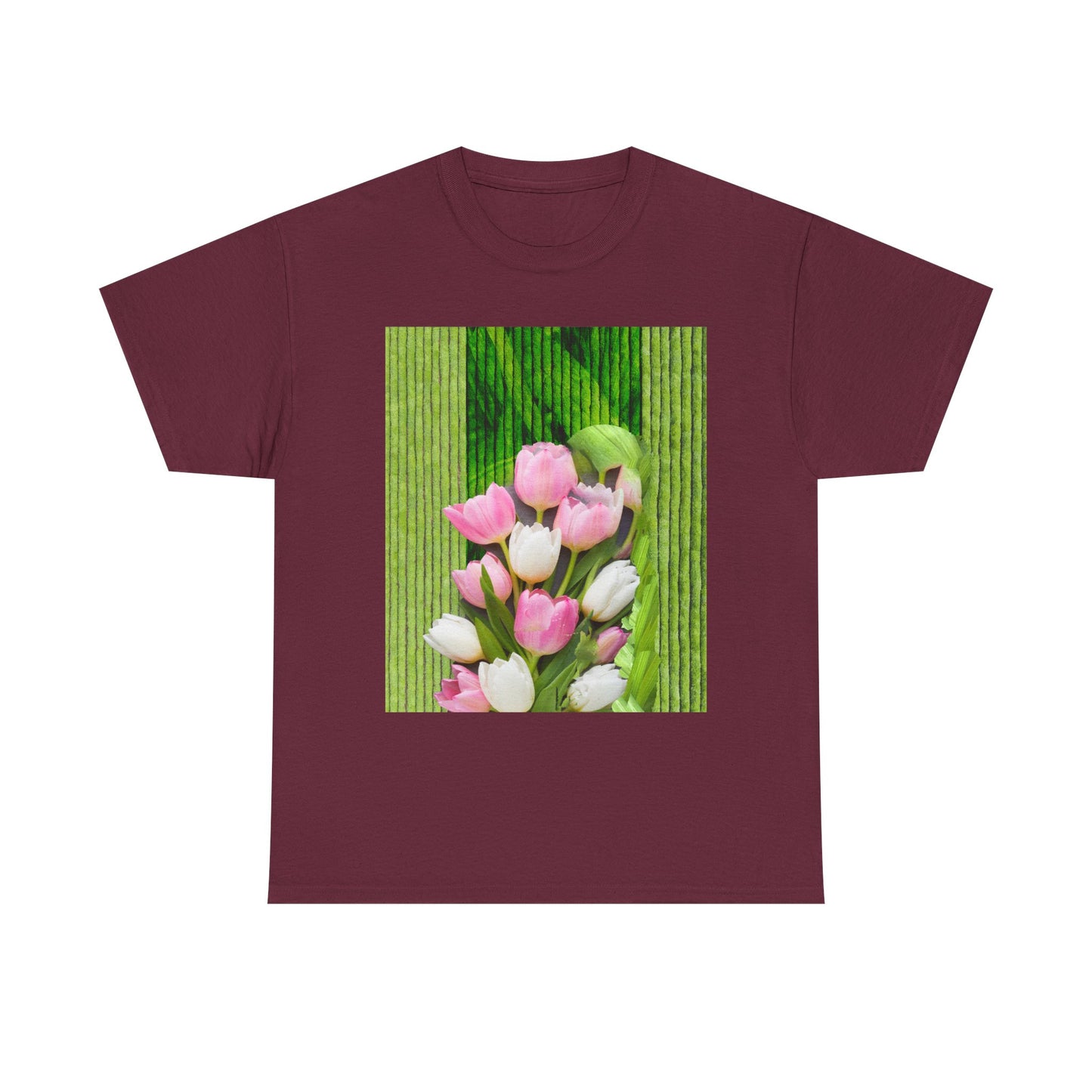 Textured Tulips Unisex Heavy Cotton Tee - Vibrant Spring Blossom T-Shirt, Everyday Wear, Gift for Plant Lovers, Mother's Day Apparel, [...]