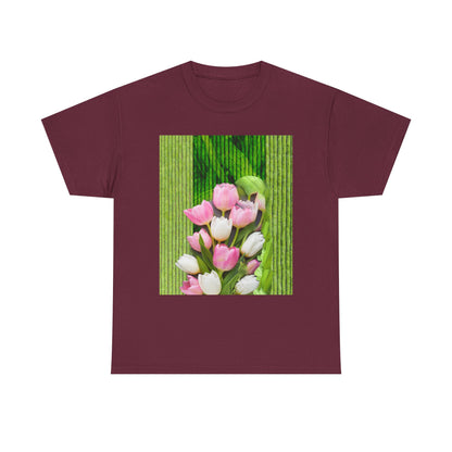 Textured Tulips Unisex Heavy Cotton Tee - Vibrant Spring Blossom T-Shirt, Everyday Wear, Gift for Plant Lovers, Mother's Day Apparel, [...]
