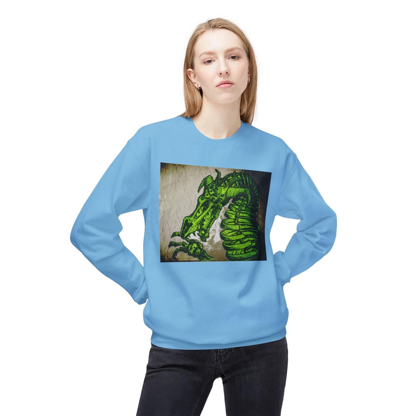 Vintage Green Dragon Unisex Midweight Softstyle Fleece Crewneck Sweatshirt