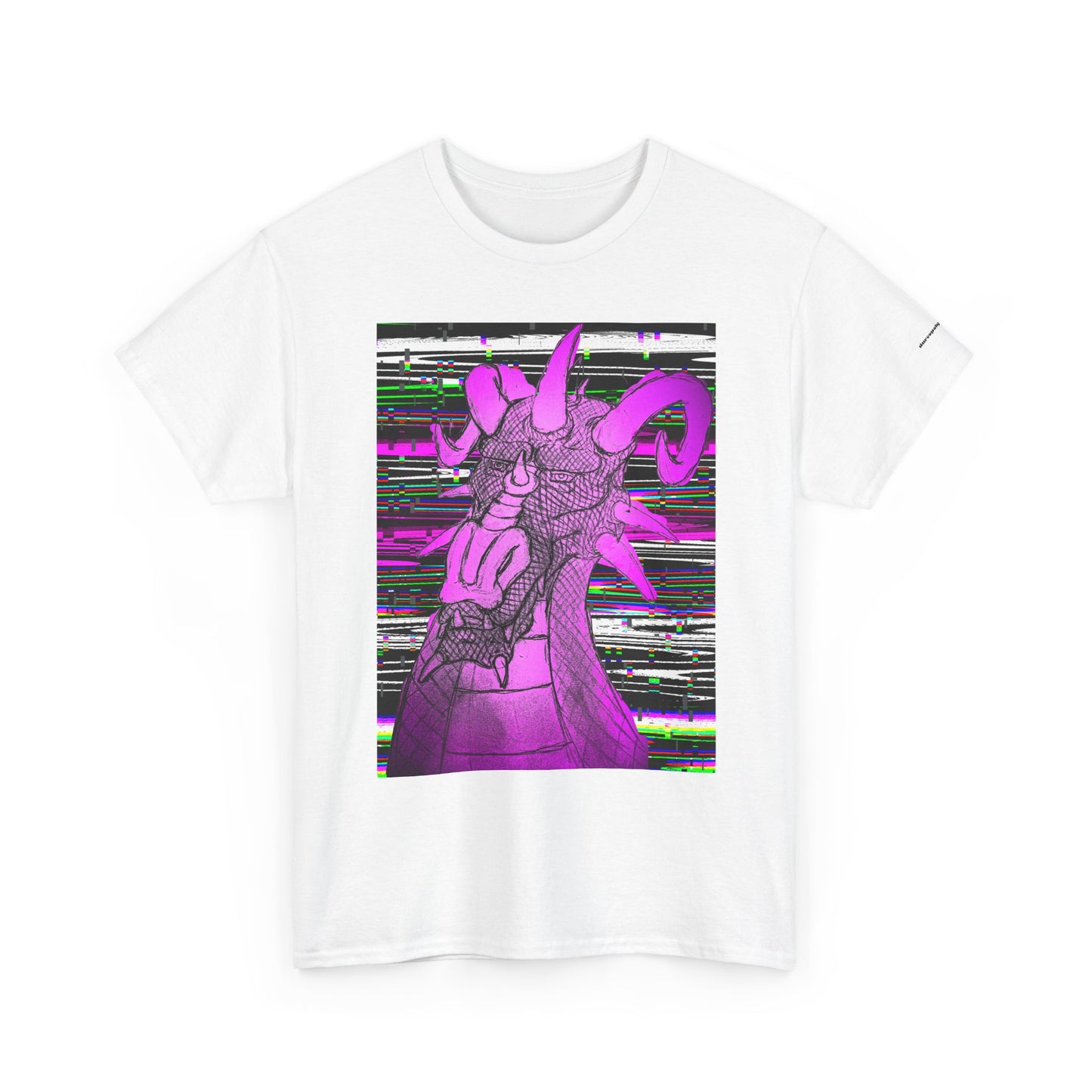 Vaporwave Dragon T-Shirt — Glitch Art Neon Purple Dragon Tee