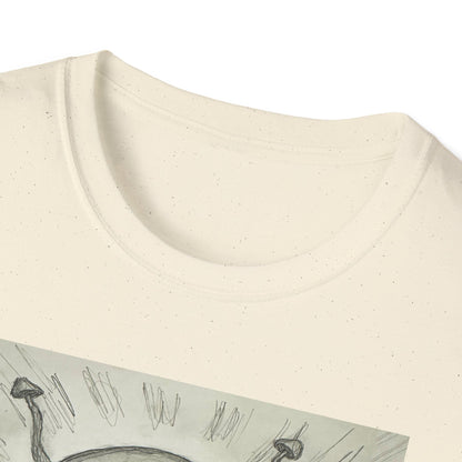 Alien Sketch B & W Unisex Softstyle T-Shirt, Casual Graphic Tee, Sci-Fi Lover Apparel, Unique Gift for UFO Enthusiasts, Everyday Wear