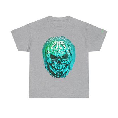 Vibrant Green Skull Graphic Tee - Unisex Heavy Cotton