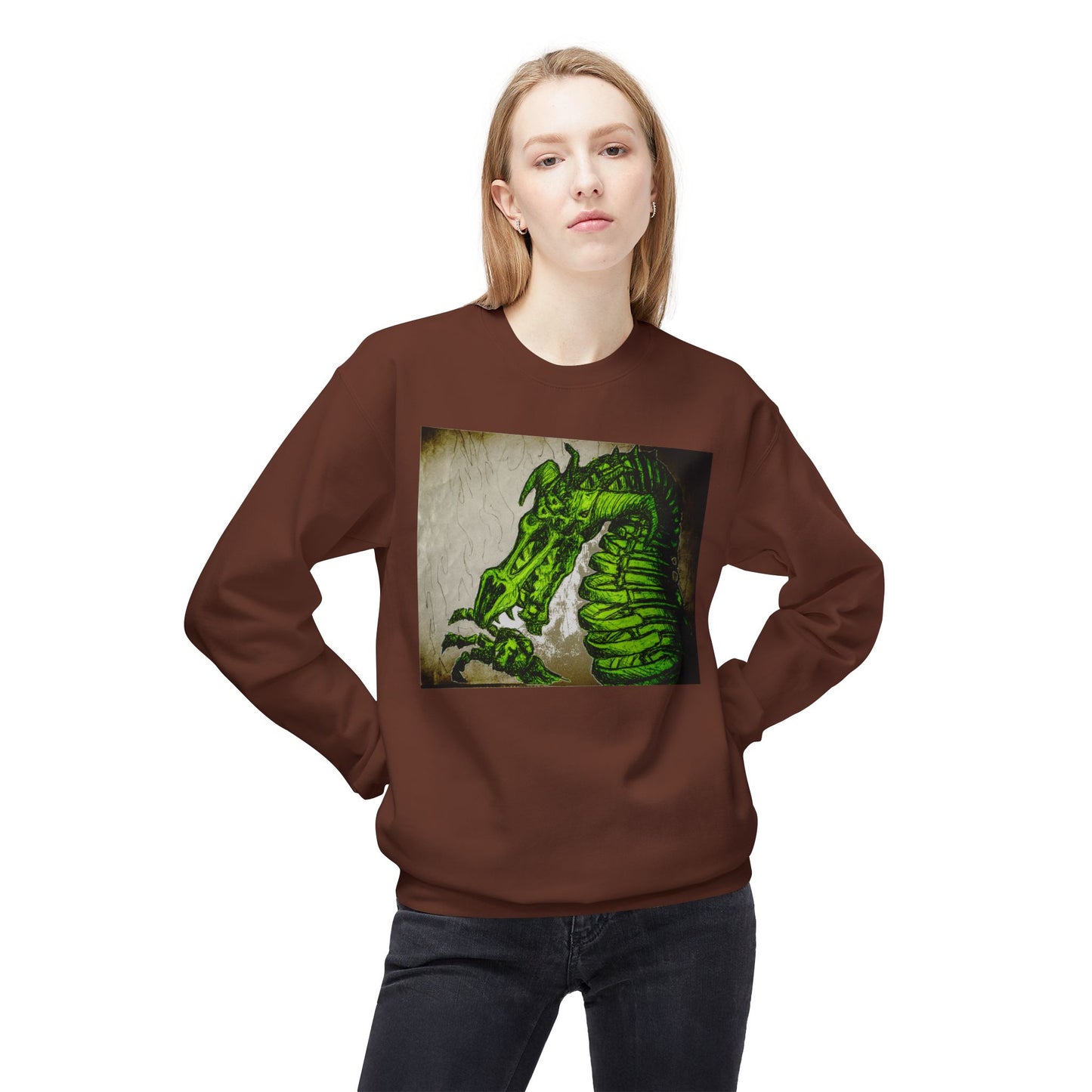 Vintage Green Dragon Unisex Midweight Softstyle Fleece Crewneck Sweatshirt