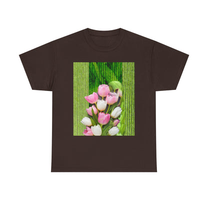 Textured Tulips Unisex Heavy Cotton Tee - Vibrant Spring Blossom T-Shirt, Everyday Wear, Gift for Plant Lovers, Mother's Day Apparel, [...]