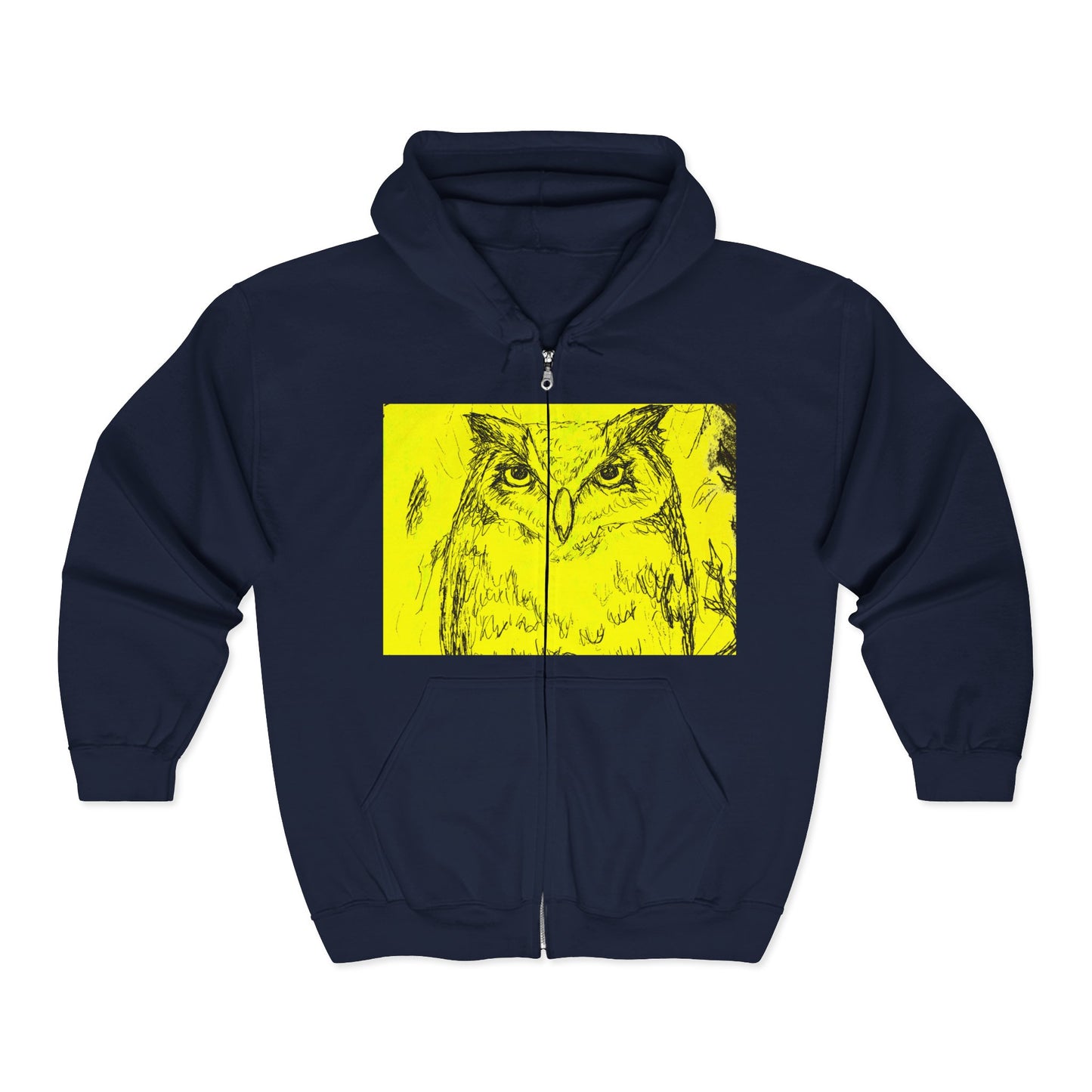 Owl Art Zip-Up Hoodie | Cozy Unisex Sweatshirt for Nature Lovers | Gift for Bird Watchers, Halloween Outfit, Cute Owl Design