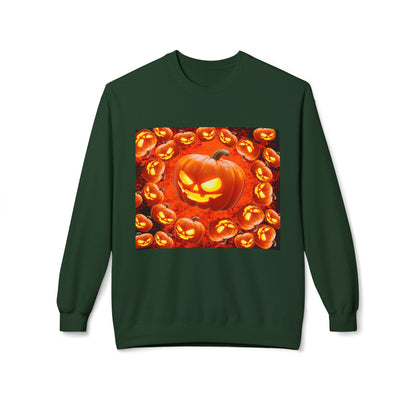 Halloween Pumpkin Planet Crewneck Sweatshirt, Cozy Unisex Fleece, Fall Fashion, Spooky Vibes, Seasonal Sweatshirt, Perfect for Autumn
