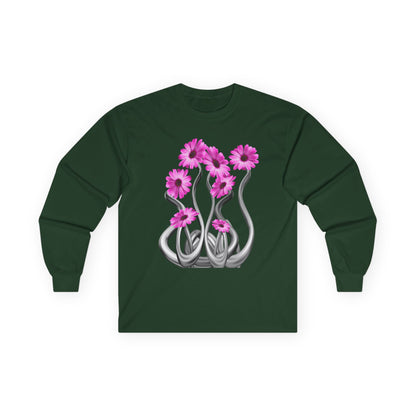 Long Sleeve Tee — Pink Floral Tentacle Garden Graphic