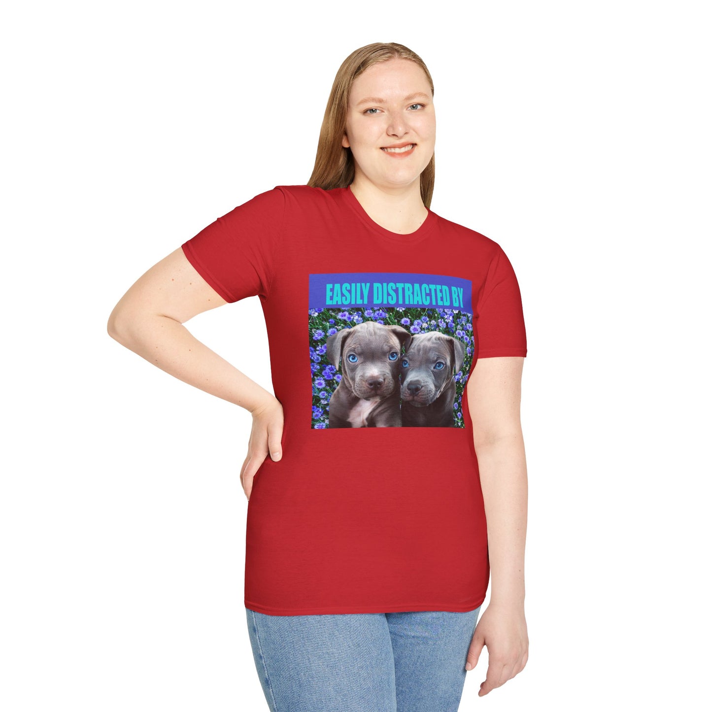 Easily Distracted by Puppies Cute Dog Lover T-Shirt, Easily Distracted by Dogs Tee, Perfect Gift for Pet Owners, Animal Lover Apparel, Casual Everyday Wear