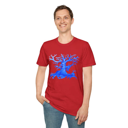 Artistic Animated Tree Design Unisex Softstyle T-Shirt | Eco-friendly Gift, Casual Wear, Nature Lover Tee, Perfect for Any Season