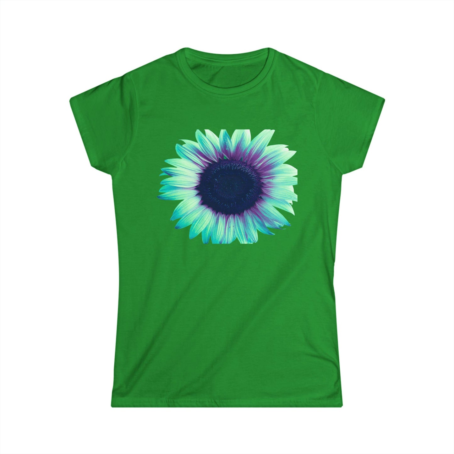 Women’s Tee — Teal & Purple Sunflower Graphic