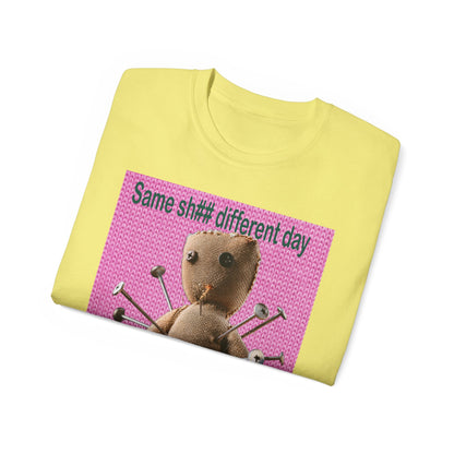 Voodoo Doll Humor Tee, Fun Statement T-Shirt for Everyday Wear, Gift for Friends, Casual Style, Quirky Graphic Shirt, Perfect for Parties