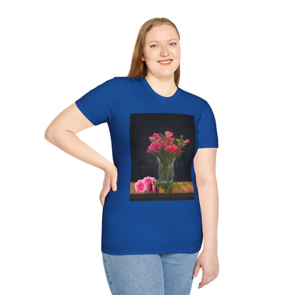 Floral Long Stemmed Red Roses Bouquet T-Shirt, Softstyle Tee Inspired by Nature, Gift for Garden Lovers, Spring/Summer Fashion, Flowers Design