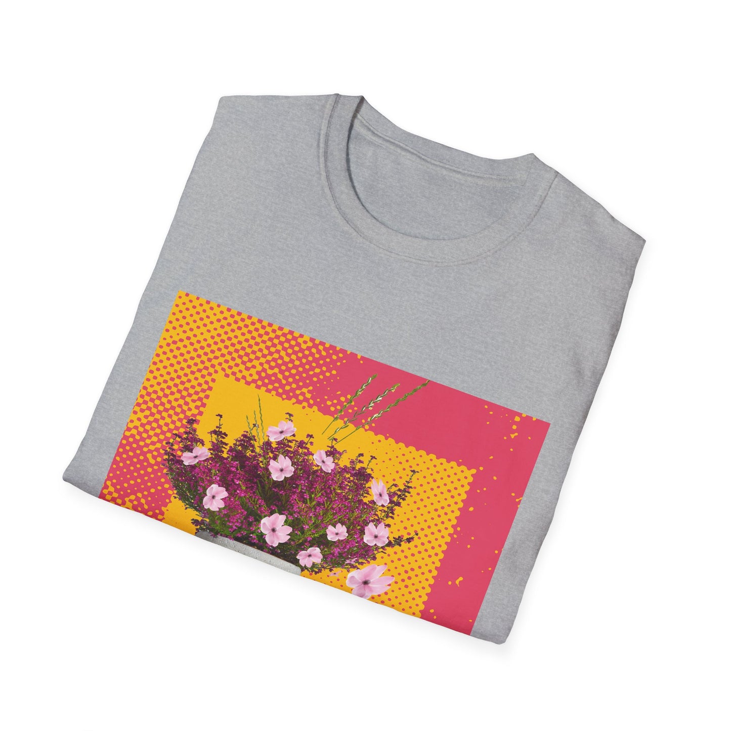 Floral Bouquet Textured Unisex Softstyle T-Shirt, Casual Tee, Gift for Garden Lovers, Spring Fashion, Housewarming Gift, Floral Art