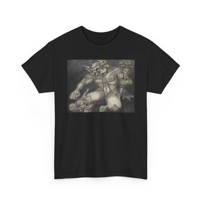 Bull Warrior With Kitten B & W design Unisex Tee