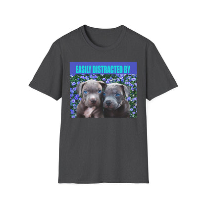 Easily Distracted by Puppies Cute Dog Lover T-Shirt, Easily Distracted by Dogs Tee, Perfect Gift for Pet Owners, Animal Lover Apparel, Casual Everyday Wear