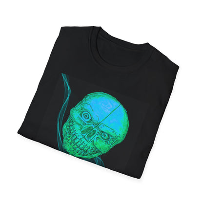Glow-in-the-Dark floating vibe Skull T-Shirt, Creepy Halloween Tee, Unisex Softstyle Top, Spooky Gift for Teens, Unique Graphic Shirt
