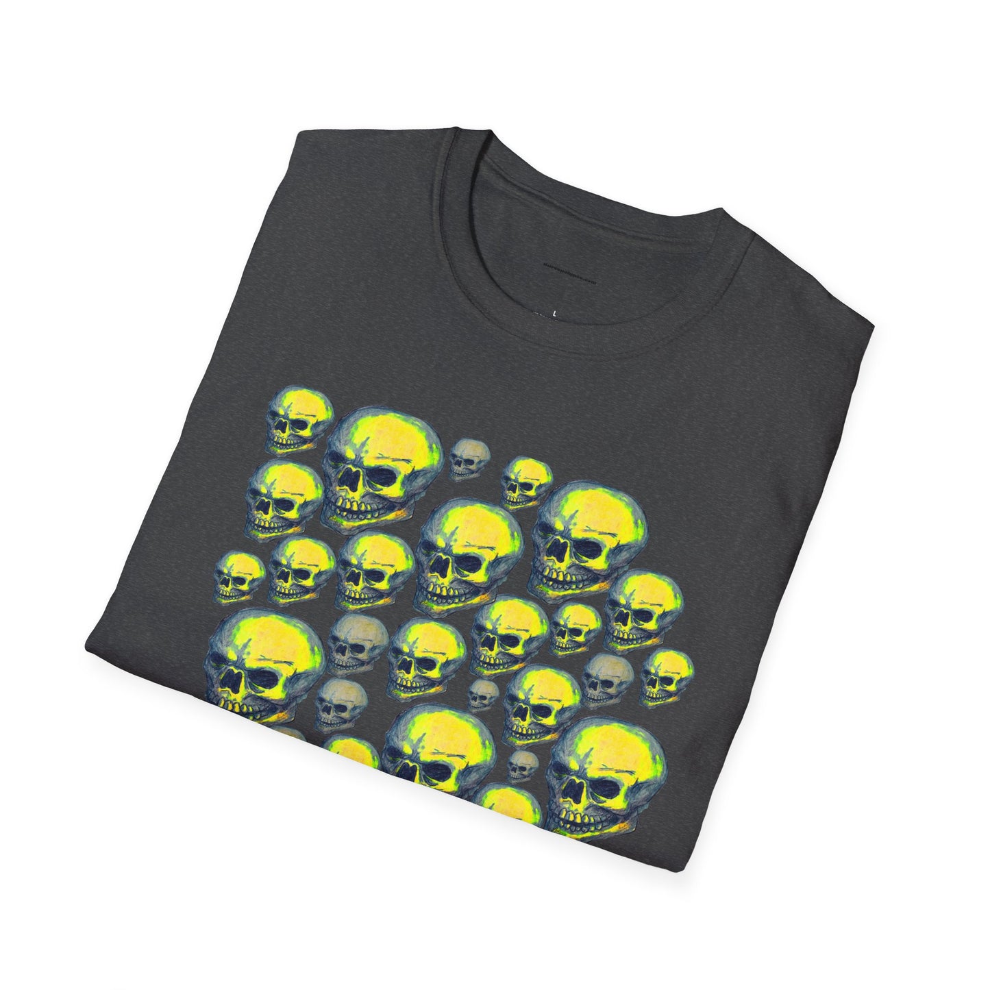 Neon Skull Cluster T-Shirt — Retro Grunge Graphic Tee for Halloween & Streetwear