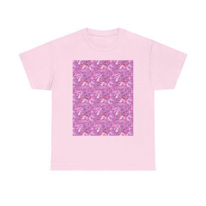 Colorful Repeating Floral Pattern Tee, Unisex T-Shirt, Spring Fashion, Gift for Her, Casual Wear, Eco-Friendly Apparel, Birthday Gift