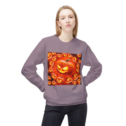 Halloween Pumpkin Planet Crewneck Sweatshirt, Cozy Unisex Fleece, Fall Fashion, Spooky Vibes, Seasonal Sweatshirt, Perfect for Autumn